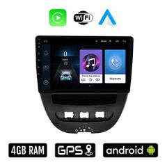 PEUGEOT 107 (2005 - 2014) Android οθόνη αυτοκίνητου 4GB με Ελληνικό GPS WI-FI Apple Carplay Android Auto (ηχοσύστημα αφής 10" ιντσών OEM Youtube Playstore MP3 USB Radio Bluetooth Mirrorlink 4x60W εργο