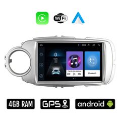 TOYOTA YARIS (2011 - 2020) Android οθόνη αυτοκίνητου 4GB με Ελληνικό GPS WI-FI Apple Carplay Android Auto (ηχοσύστημα αφής 9" ιντσών OEM Youtube Playstore MP3 USB Radio Bluetooth Mirrorlink ασημί, 4x6