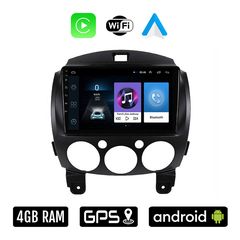 MAZDA 2 2007-2014 Android οθόνη αυτοκίνητου 4GB με Ελληνικό GPS WI-FI Apple Carplay Android Auto (ηχοσύστημα αφής 9" ιντσών OEM Youtube Playstore MP3 USB Radio Bluetooth Mirrorlink 4x60W εργοστασ