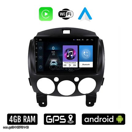 MAZDA 2 2007-2014 Android οθόνη αυτοκίνητου 4GB με Ελληνικό GPS WI-FI Apple Carplay Android Auto (ηχοσύστημα αφής 9" ιντσών OEM Youtube Playstore MP3 USB Radio Bluetooth Mirrorlink 4x60W εργοστασ