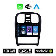 HYUNDAI SONATA 2000-2006 Android οθόνη αυτοκίνητου 4GB με Ελληνικό GPS WI-FI Apple Carplay Android Auto (ηχοσύστημα αφής 9" ιντσών OEM Youtube Playstore MP3 USB Radio Bluetooth Mirrorlink 4x60W εργοστ