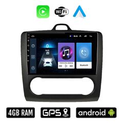 FORD FOCUS (2005 - 2011) με αυτόματο κλιματισμό Android οθόνη αυτοκίνητου 4GB με Ελληνικό GPS WI-FI Apple Carplay Android Auto (ηχοσύστημα αφής 9" ιντσών OEM Youtube Playstore MP3 USB Radio Bluetooth