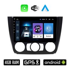 BMW E81 (E82, E87, E88) 2004 - 2013 Android οθόνη αυτοκίνητου 4GB με Ελληνικό GPS WI-FI Apple Carplay Android Auto (ΣΕΙΡΑ 1 E81, E82, E87, E88 ηχοσύστημα αφής 9" ιντσών OEM Playstore MP3 USB Radio Blu