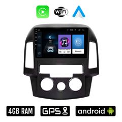 HYUNDAI i30 (2007 - 2012) Android οθόνη αυτοκίνητου 4GB με Ελληνικό GPS WI-FI Apple Carplay Android Auto (ηχοσύστημα αφής 9" ιντσών OEM Youtube Playstore MP3 USB Radio Bluetooth Mirrorlink 4x60W εργοσ