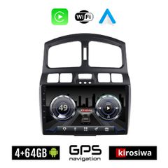 KIROSIWA 4+64GB HYUNDAI SANTA FE (2001 - 2006) Android οθόνη αυτοκίνητου 4GB με GPS WI-FI (ηχοσύστημα αφής 9" ιντσών Youtube Playstore MP3 USB Radio Bluetooth Mirrorlink 4x60W Apple Carplay Android Au