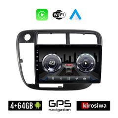 KIROSIWA 4+64GB HONDA CIVIC (1996 - 2000) CLIMA Android οθόνη αυτοκίνητου 4GB με GPS WI-FI (ηχοσύστημα αφής 9" ιντσών Youtube Playstore MP3 USB Radio Bluetooth Mirrorlink 4x60W Apple Carplay Android A