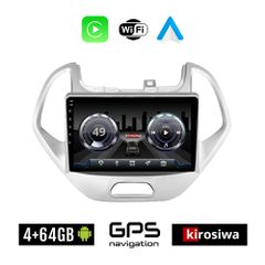 KIROSIWA 4+64GB FORD KA (μετά το 2017) Android οθόνη αυτοκίνητου 4GB με GPS WI-FI (ηχοσύστημα αφής 9" ιντσών Youtube Playstore MP3 USB Radio Bluetooth Mirrorlink 4x60W Apple Carplay Android Auto, ασημ