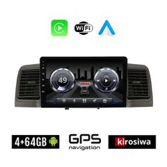KIROSIWA 4+64GB TOYOTA COROLLA (2000 - 2007) Android οθόνη αυτοκίνητου 4GB με GPS WI-FI με αεραγωγούς (ηχοσύστημα αφής 9" ιντσών Youtube Playstore MP3 USB Radio Bluetooth Mirrorlink 4x60W Apple Carpla