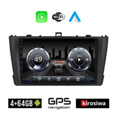 KIROSIWA 4+64GB TOYOTA AVENSIS (2009 - 2016) Android οθόνη αυτοκίνητου 4GB με GPS WI-FI (ηχοσύστημα αφής 9" ιντσών Youtube Playstore MP3 USB Radio Bluetooth Mirrorlink 4x60W Apple Carplay Android Auto