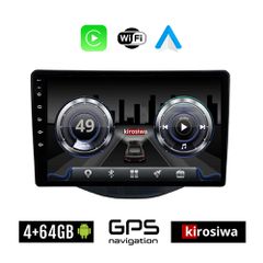 KIROSIWA 4+64GB TOYOTA AYGO (μετά το 2014) Android οθόνη αυτοκίνητου 4GB με GPS WI-FI (ηχοσύστημα αφής 9" ιντσών Youtube Playstore MP3 USB Radio Bluetooth Mirrorlink 4x60W Apple Carplay Android Auto)