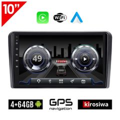 KIROSIWA 4+64GB VOLKSWAGEN SKODA SEAT Android 4GB οθόνη αυτοκίνητου 10" GPS WI-FI (4+64GB Bluetooth Golf V 5 6 Polo Passat Octavia Leon Volkswagen Playstore USB Radio ηχοσύστημα VW OEM Apple Carplay A