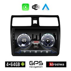 KIROSIWA 4+64GB SUZUKI SWIFT (2005 - 2011) Android οθόνη αυτοκίνητου 4GB με GPS WI-FI (ηχοσύστημα αφής 10" ιντσών OEM Youtube Playstore MP3 USB Radio Bluetooth Mirrorlink 4x60W Apple Carplay Android A