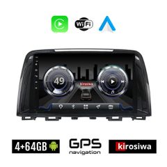 KIROSIWA 4+64GB MAZDA 6 (2012-2017) Android οθόνη αυτοκίνητου 4GB με GPS WI-FI (ηχοσύστημα αφής 9" ιντσών OEM Youtube Playstore MP3 USB Radio Bluetooth Mirrorlink 4x60W Apple Carplay Android Auto)