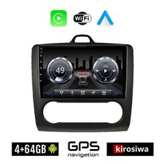 KIROSIWA 4+64GB FORD FOCUS (2005 - 2011) *Με αυτόματο κλιματισμό Android οθόνη αυτοκίνητου 4GB με GPS WI-FI (ηχοσύστημα αφής 9" ιντσών OEM Playstore MP3 USB Radio Bluetooth 4x60W Apple Carplay Android