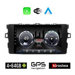 KIROSIWA 4+64GB TOYOTA AURIS (2007-2012) Android οθόνη αυτοκίνητου 4GB με GPS WI-FI (ηχοσύστημα αφής 7" ιντσών OEM Youtube Playstore MP3 USB Radio Bluetooth Mirrorlink 4x60W Apple Carplay Android Auto