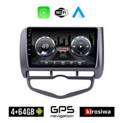 KIROSIWA 4+64GB HONDA JAZZ (2002 - 2008) CLIMA Android οθόνη αυτοκίνητου 4GB με GPS WI-FI (ηχοσύστημα αφής 9" ιντσών OEM Youtube Playstore MP3 USB Radio Bluetooth Mirrorlink 4x60W Apple Carplay Androi