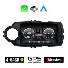 KIROSIWA 4+64GB TOYOTA YARIS (2011 - 2020) Android οθόνη αυτοκίνητου 4GB με GPS WI-FI (ηχοσύστημα αφής 9" ιντσών OEM Youtube Playstore MP3 USB Radio Bluetooth Mirrorlink μαύρο, 4x60W Apple Carplay And