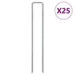 vidaXL Στηρίγματα Εδάφους Σχήμα U 25 τεμ. 20x4 εκ. Γαλβαν. Ατσάλι