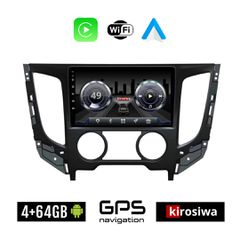 KIROSIWA 4+64GB MITSUBISHI L200 (2015 - 2019) A/C Android οθόνη αυτοκίνητου 4GB με GPS WI-FI (ηχοσύστημα αφής 9" ιντσών OEM Youtube Playstore MP3 USB Radio Bluetooth Mirrorlink 4x60W Apple Carplay And