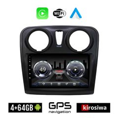 KIROSIWA 4+64GB DACIA SANDERO (2012 - 2019) Android οθόνη αυτοκίνητου 4GB με GPS WI-FI (ηχοσύστημα αφής 9" ιντσών OEM Youtube Playstore MP3 USB Radio Bluetooth Mirrorlink 4x60W Apple Carplay Android A