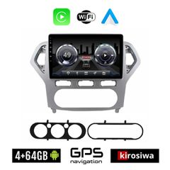KIROSIWA 4+64GB FORD MONDEO (2007 - 2010) Android οθόνη αυτοκίνητου 4GB με GPS WI-FI (ηχοσύστημα αφής 10" ιντσών OEM Youtube Playstore MP3 USB Radio Bluetooth Mirrorlink 4x60W Apple Carplay Android Au