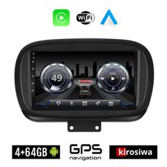 KIROSIWA 4+64GB FIAT 500X (μετά το 2014) Android οθόνη αυτοκίνητου 4GB με GPS WI-FI (ηχοσύστημα αφής 9" ιντσών OEM Youtube Playstore MP3 USB Radio Bluetooth Mirrorlink 4x60W Apple Carplay Android Auto