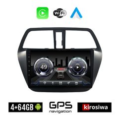 KIROSIWA 4+64GB SUZUKI SX4 S-CROSS (μετά το 2014) Android οθόνη αυτοκίνητου 4GB με GPS WI-FI (ηχοσύστημα αφής 9" ιντσών OEM Youtube Playstore MP3 USB Radio Bluetooth Mirrorlink 4x60W Apple Carplay And