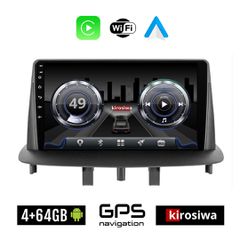 KIROSIWA 4+64GB RENAULT MEGANE 3 (2009-2014) Android οθόνη αυτοκίνητου 4GB με GPS WI-FI (ηχοσύστημα αφής 9" ιντσών OEM Youtube Playstore MP3 USB Radio Bluetooth Mirrorlink 4x60W Apple Carplay Android