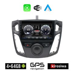 KIROSIWA 4+64GB FORD FOCUS (2011 - 2018) Android οθόνη αυτοκίνητου 4GB με GPS WI-FI (ηχοσύστημα αφής 9" ιντσών OEM Youtube Playstore MP3 USB Radio Bluetooth Mirrorlink 4x60W Apple Carplay Android Auto