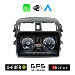 KIROSIWA 4+64GB TOYOTA COROLLA (2006 - 2012) Android οθόνη αυτοκίνητου 4GB με GPS WI-FI ( TOYOTA ηχοσύστημα αφής 9" ιντσών OEM Youtube Playstore MP3 USB Radio Bluetooth Mirrorlink 4x60W Apple Car