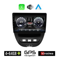 KIROSIWA 4+64GB TOYOTA AYGO (2005 - 2014) Android οθόνη αυτοκίνητου 4GB με GPS WI-FI (ηχοσύστημα αφής 10" ιντσών OEM Youtube Playstore MP3 USB Radio Bluetooth Mirrorlink 4x60W Apple Carplay Android Au