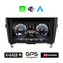 KIROSIWA 4+64GB NISSAN QASHQAI (μετά το 2014) Android οθόνη αυτοκίνητου 4GB με GPS WI-FI (ηχοσύστημα αφής 10" ιντσών OEM Youtube Playstore MP3 USB Radio Bluetooth Mirrorlink 4x60W Apple Carplay Androi
