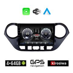 KIROSIWA 4+64GB HYUNDAI i10 (μετά το 2014) Android οθόνη αυτοκίνητου 4GB με GPS WI-FI (ηχοσύστημα αφής 9" ιντσών OEM Youtube Playstore MP3 USB Radio Bluetooth Mirrorlink 4x60W Apple Carplay Android Au