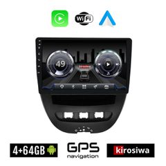 KIROSIWA 4+64GB CITROEN C1 (2005 - 2014) Android οθόνη αυτοκίνητου 4GB με GPS WI-FI (ηχοσύστημα αφής 10" ιντσών OEM Youtube Playstore MP3 USB Radio Bluetooth Mirrorlink 4x60W Apple Carplay Android Aut