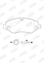 Σετ τακάκια, δισκόφρενα JURID 2919209560 Mercedes-Benz Sprinter Bus 1800cc 156ps 2008- (0044206720,0044208320,0054202120,0054205220,0064208420)