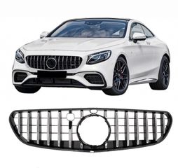 ΜΑΣΚΑ ΕΜΠΡΟΣ Central Grille Mercedes S-Class Coupe C217 (2014-2017) Cabrio A217 (2015-2017) Chrome Stripes GT-R Panamericana Design