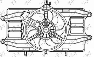 Βεντιλατέρ Ψυγείου Κομπλέ (1.9 Diesel) (Με A/C) Fiat Doblo 2001-2005