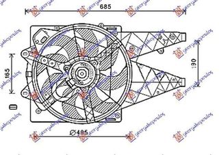 Βεντιλατέρ Ψυγείου Κομπλέ 1.3-1.6-2.0 JTD (Χωρίς A/C) Fiat Doblo 2009-2015