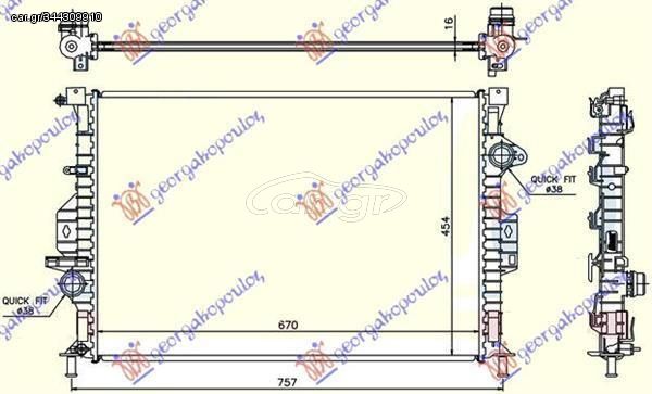 Ψυγείο Νερού 1.6-2.0 EcoBoost-2.0 16V Βενζίνη/1.6-1.8-2.0-2.2 TDCi (Μηχανικό Σασμάν) (67x45.4x1.6) (Mahle Behr Premium Line) Ford Galaxy 2011-2015