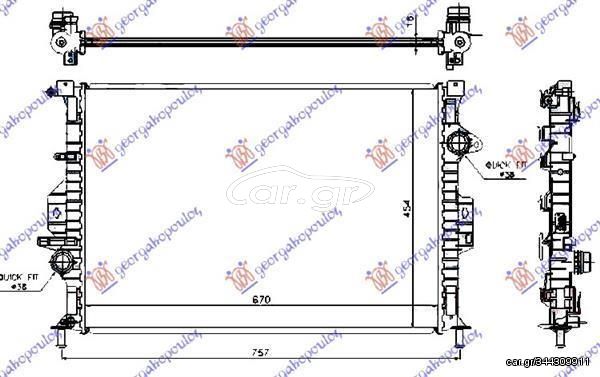 Ψυγείο Νερού 1.6-2.0 EcoBoost-2.0 16V Βενζίνη/1.6-1.8-2.0-2.2 TDCi (Μηχανικό Σασμάν) (67x45.4x1.6) (1457605) (Mahle Behr) Ford Galaxy 2011-2015