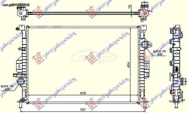 Ψυγείο Νερού 1.6-2.0 EcoBoost-2.0 16V Βενζίνη/1.6-1.8-2.0-2.2 TDCi (Μηχανικό Σασμάν) (67x45.4x1.6) (Koyo) Ford Galaxy 2011-2015