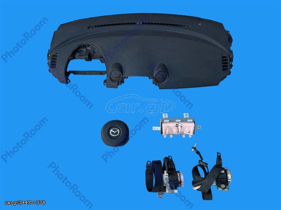 MAZDA 2 DE 2008-2014 ΜΕΤΑΧΕΙΡΙΣΜΕΝΑ ΑΝΤΑΛΛΑΚΤΙΚΑ ( set αερόσακων εμπρός με χειριστήρια στο τιμόνι οδηγού , συνοδηγού , ζώνες ασφαλείας κατάλληλο για μαύρο χρώματος ταμπλό )