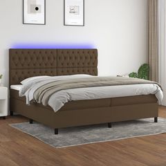 ΚΡΕΒΑΤΙ BOXSPRING ΜΕ ΣΤΡΩΜΑ & LED ΣΚ.ΚΑΦΕ 200X200ΕΚ. ΥΦΑΣΜΑΤΙΝΟ 3135144