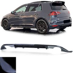 Diffuser Πίσω Προφυλακτήρα Για VW Golf VII (7) 13-17 GTI Με 2 Μονές Εξατμίσεις Δεξια & Αριστερά Γυαλιστερό Μαύρο Από Abs Πλαστικό 1 Τεμάχιο