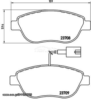 Σετ τακάκια, δισκόφρενα BREMBO P23137 Fiat 500 Abarth 1400cc 145ps 2016-Σήμερα (1605267,1605268,5743721,71770094,71770106)