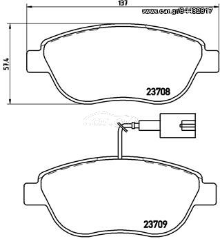 Σετ τακάκια, δισκόφρενα BREMBO P23137 Fiat Doblo 1600cc D Multijet 100ps 2016-Σήμερα (1605267,1605268,5743721,71770094,71770106)