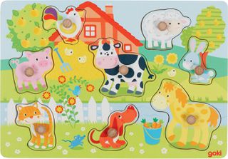 GOKI - Farm animals, lift-out puzzle - (57392) / Toys
