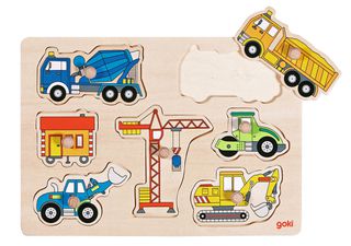 GOKI - Building site vehicles, Lift out puzzle - (57593) / Toys