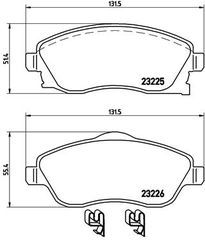 Σετ τακάκια, δισκόφρενα BREMBO P59036 Opel Corsa C 1200cc 75ps 2000-2009 (09200108,1605081,1605092,1605316,1605317)