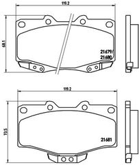 Σετ τακάκια, δισκόφρενα BREMBO P83009 Toyota Hilux 2400cc 4x4 140ps 1997-2005 (0446504010,0446535030,0446535140,0446535190,0446535230)